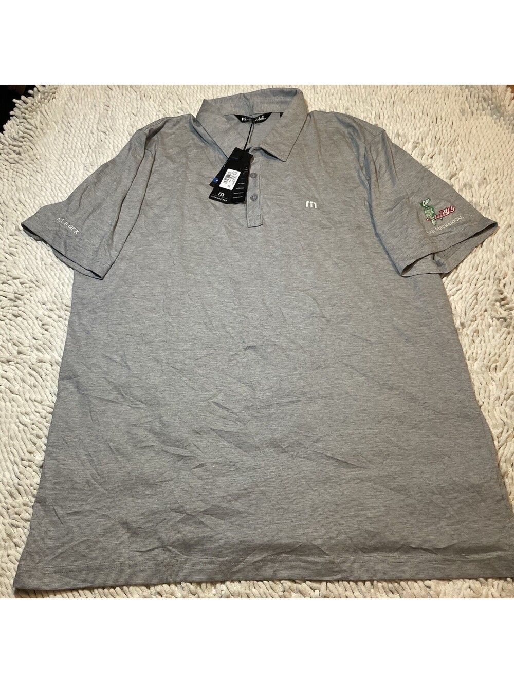 Travis Mathew Mens Zinna Performance Polo Golf  Shirt Gray XXL NWT LOGO